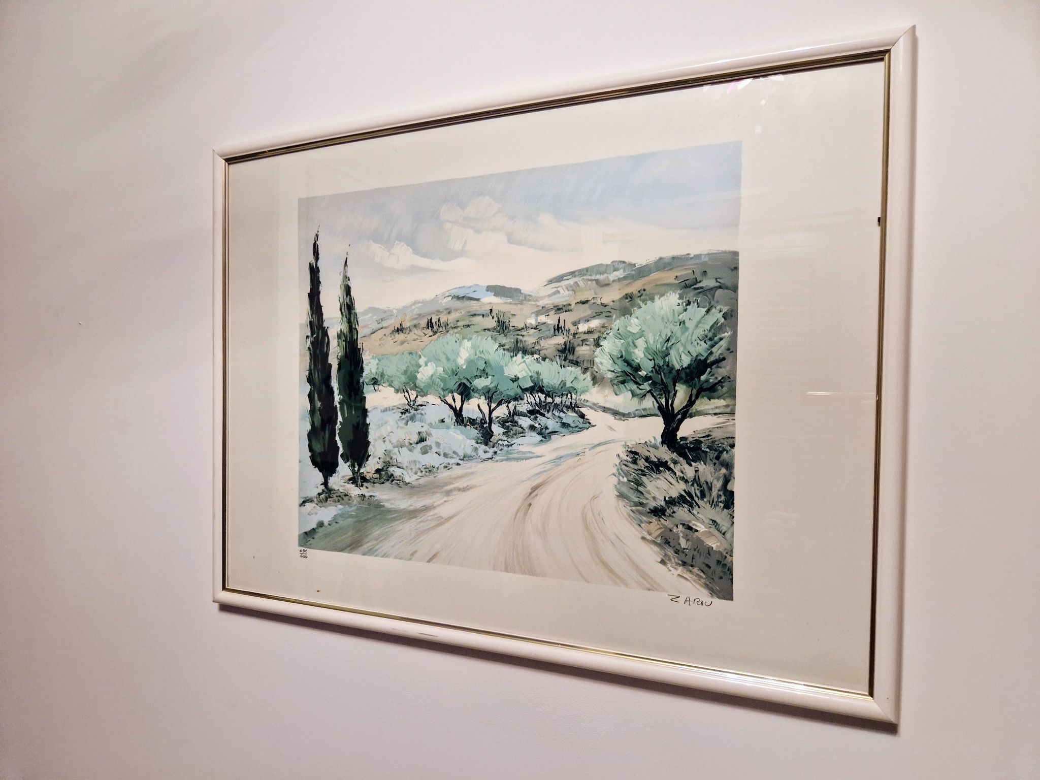 Lithographie "Chemin de l'oliveraie" par Victor Zarou