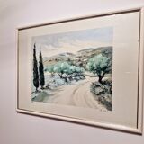 Lithograph "Path of the olive grove" by Victor Zarou
