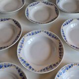 Set of 9 deep plates, earthenware from Creil Montereau, Colette model.