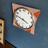 Clock silent rectangular vintage wall pendulum "Jaz copper pink"