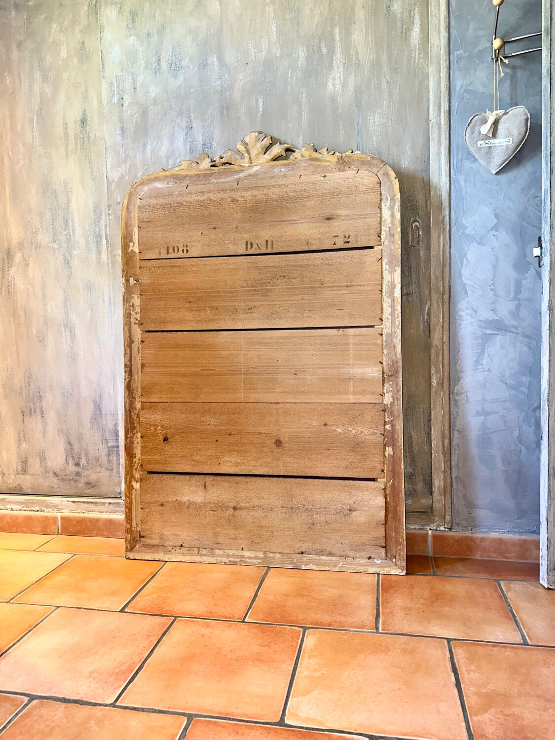 Miroir ancien Louis-Philippe à fronton