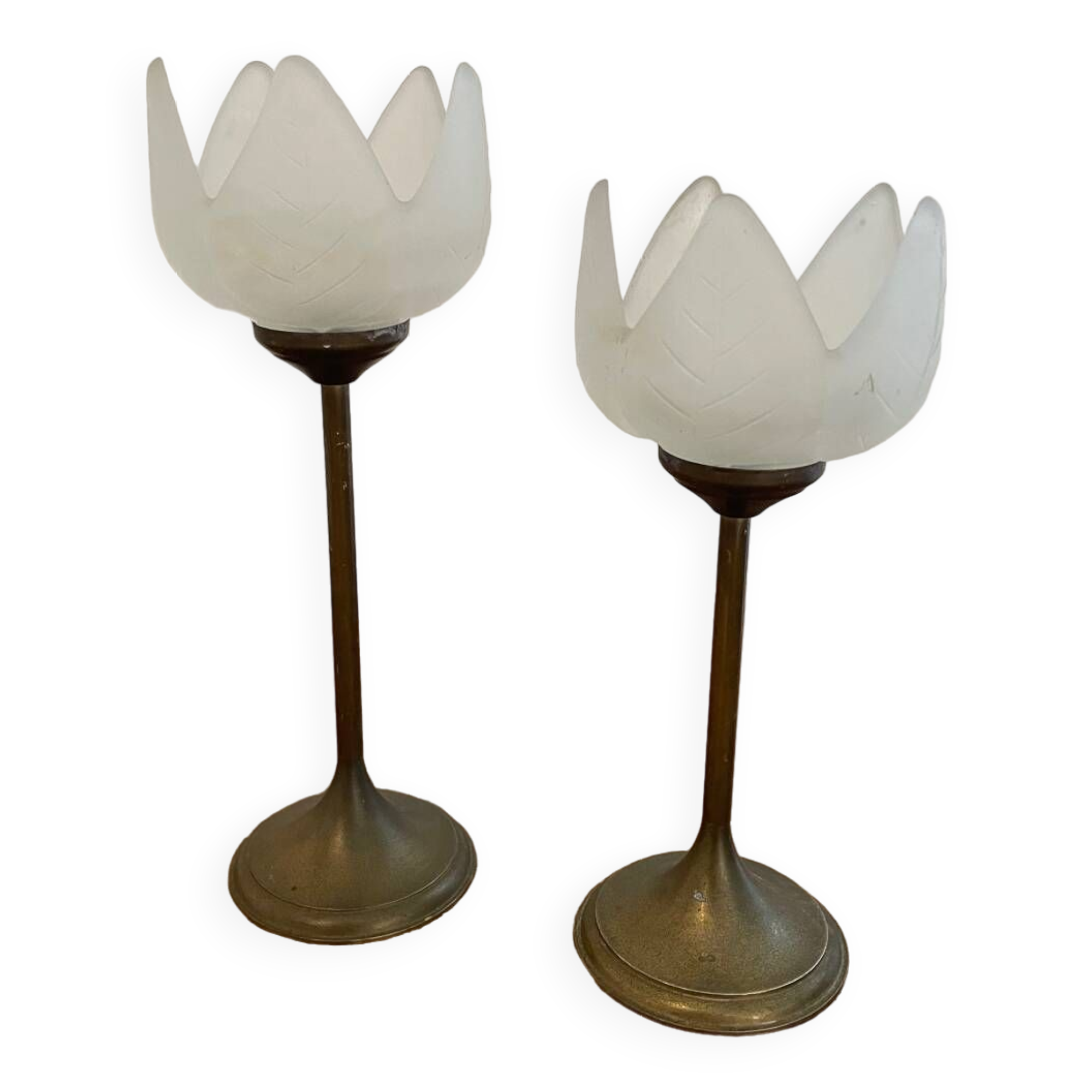 Duo brass and glass candle holders