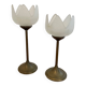 Duo brass and glass candle holders