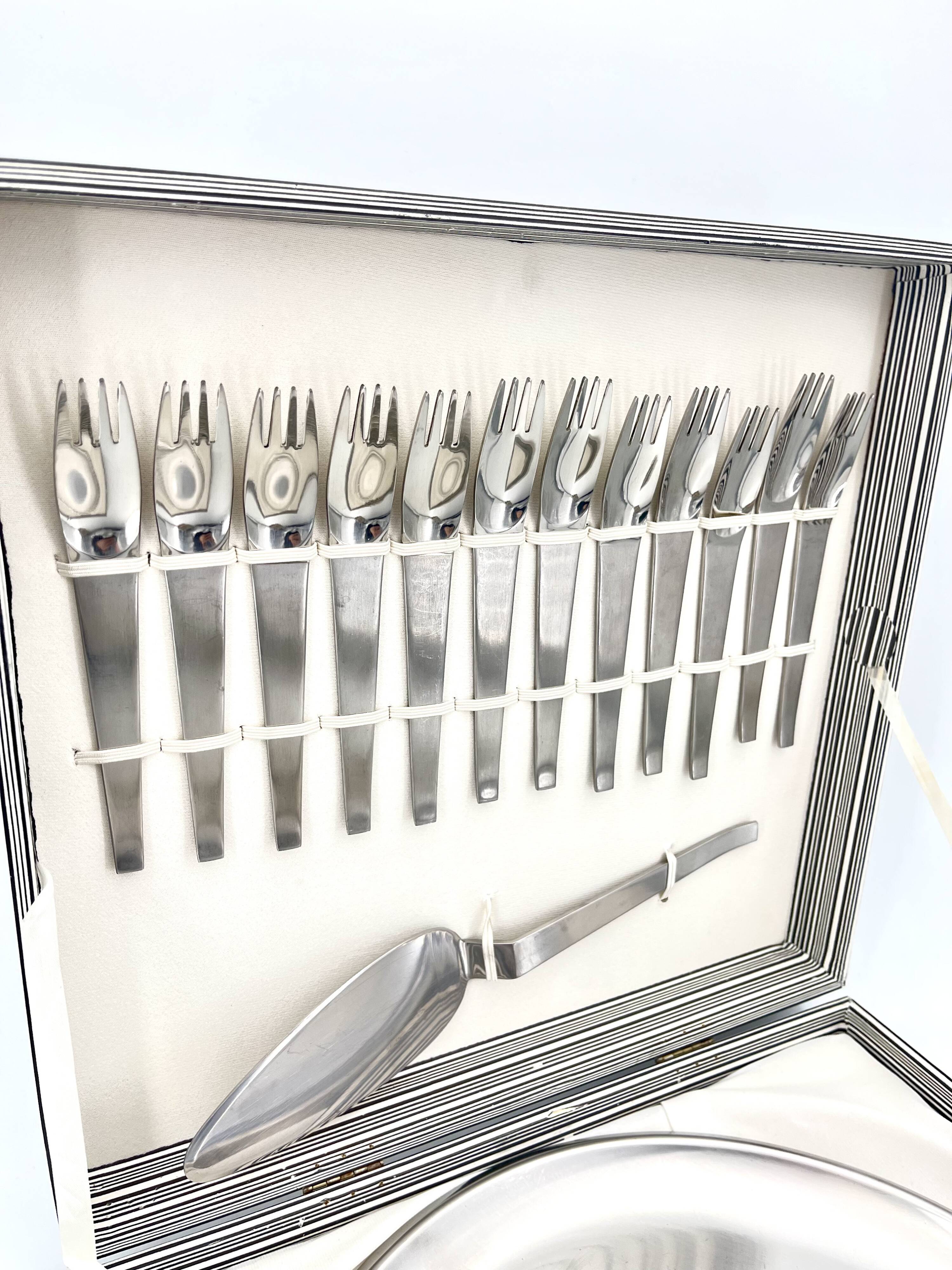 Vintage Carl Auböck Morinox Dessert Set cutlery, Tableware, Italy, 1950s