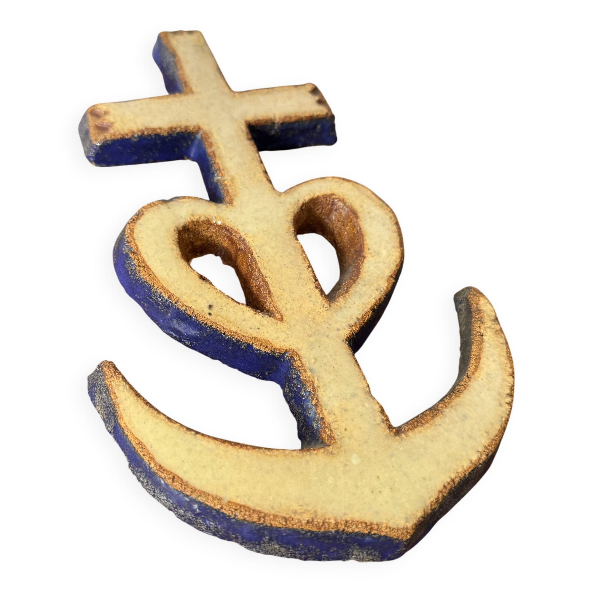 Camargue cross in ceramic by the Argonauts, Vallauris, 1960