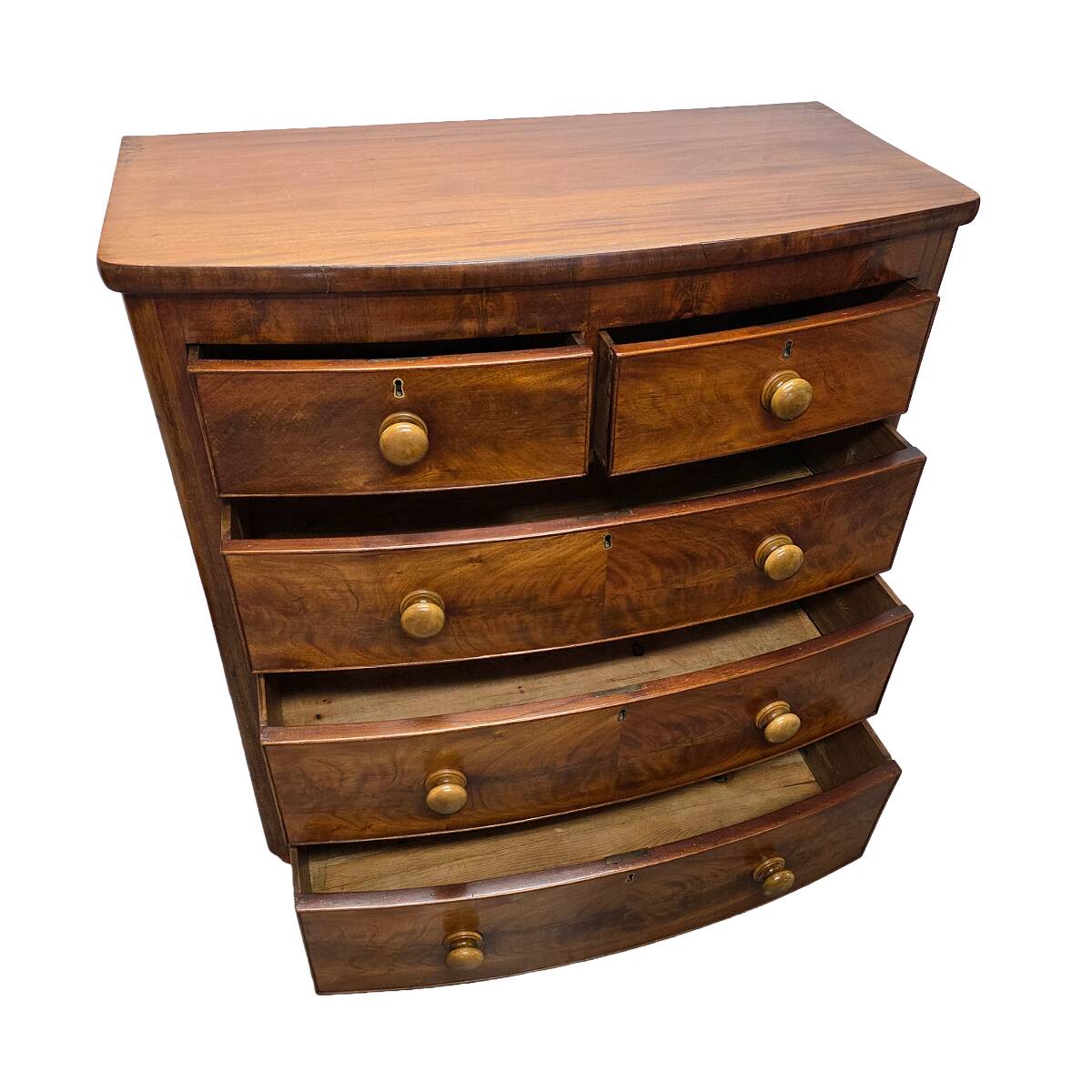 Antique English Victorian mahogany chest of drawers, early 1900s