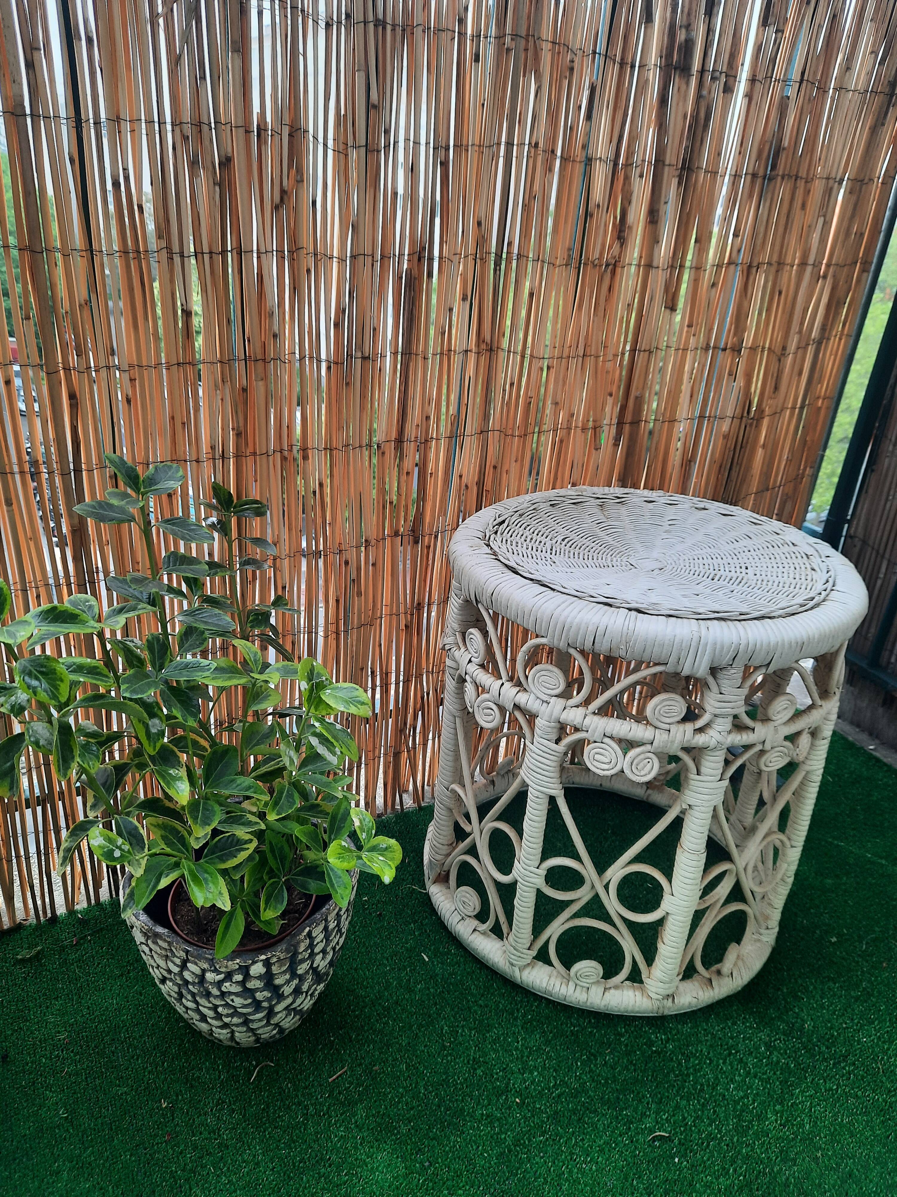 White rattan table