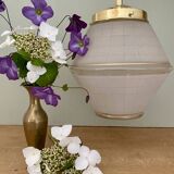 Vintage art deco globe pendant light in granite glass and gold