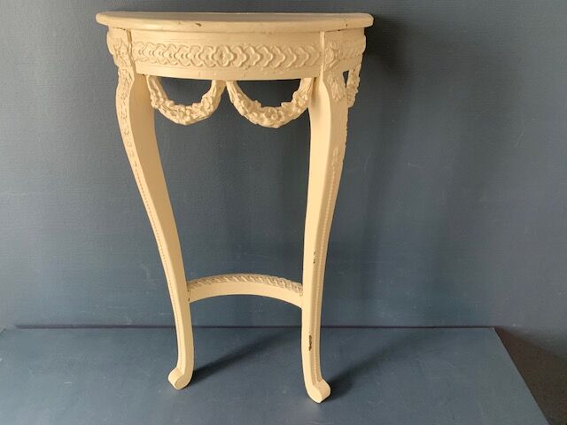 Old wooden console, half moon, Louis XVI style, early twentieth century