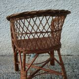 Children's basket chair in vintage braided wicker