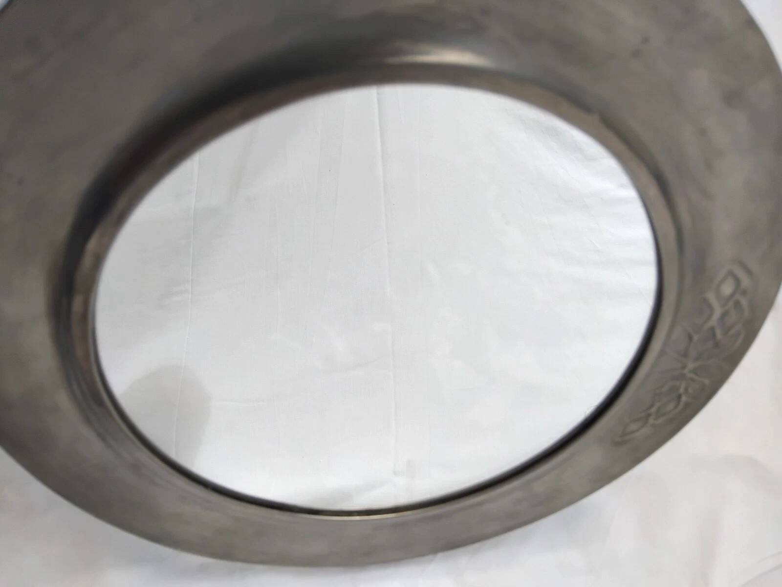 Vintage Round Wall Mirror with Pure Tin Frame D: 24.5 cm