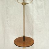 Gilded brass floor lamp with lampshade and wooden tablet around the years 50-60 dimension -H-164-