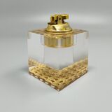 1970s Stunning Table Lighter in Vienna Straw By Geolel. Made in Italy
