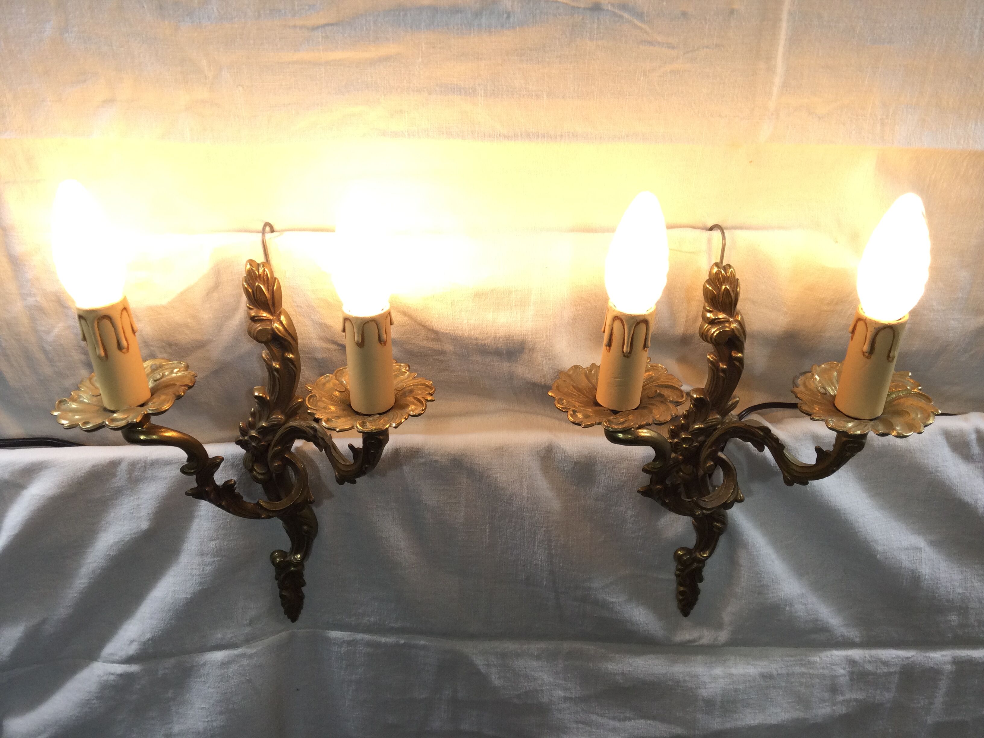 Pair of bronze sconces louis XV style