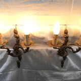 Pair of bronze sconces louis XV style