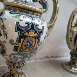 2 vases with double handles - faience from Desvres 1900