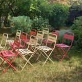Set of folding metal chairs