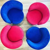 Pair of Retro Armchairs in Blue