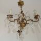 Chandelier en cage en bronze et cristal à 3 lumières Acanthus Art Nouveau français