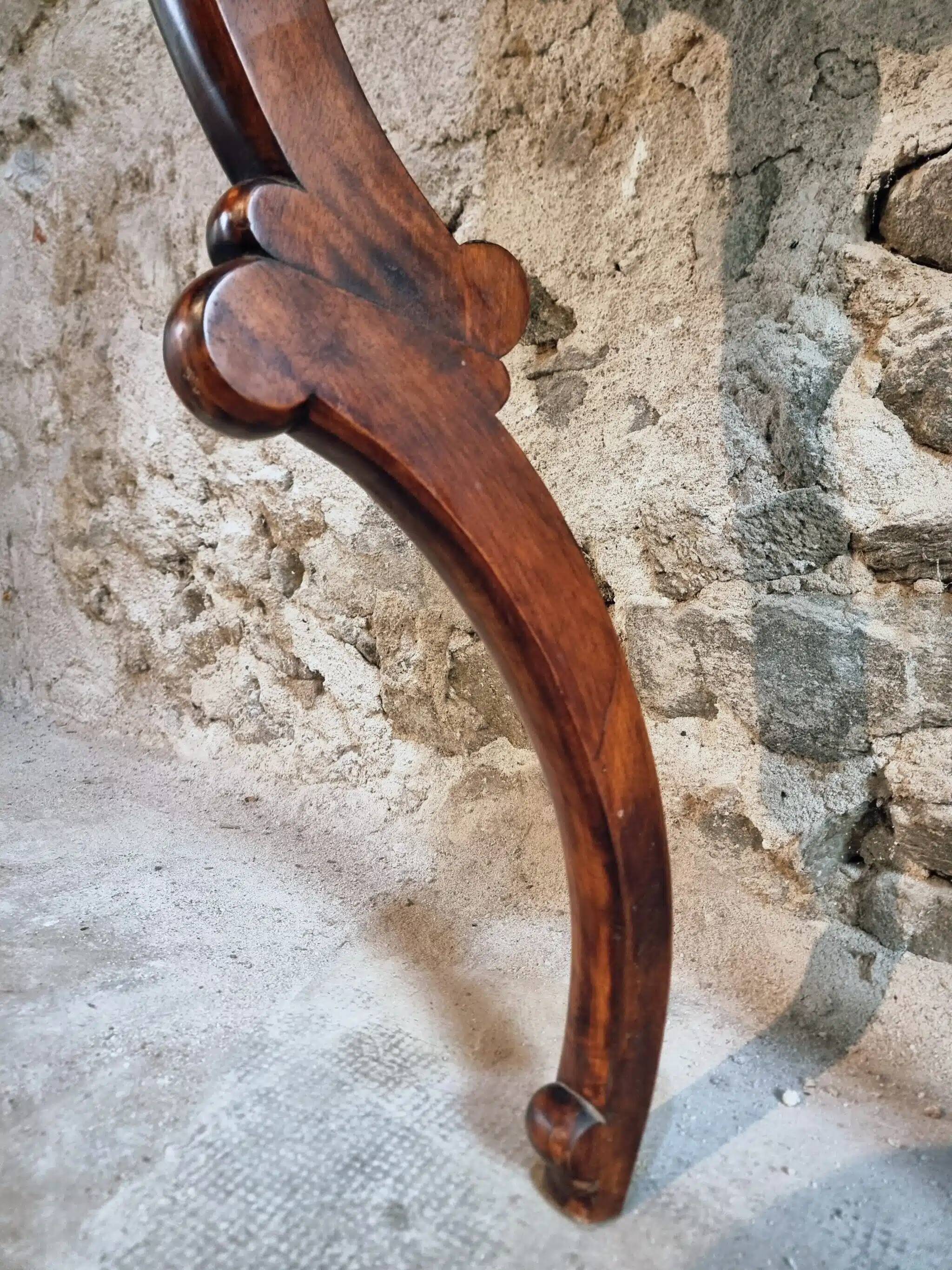 Antique French Napoleon III mahogany console table, wall table with marquetry, 19th century