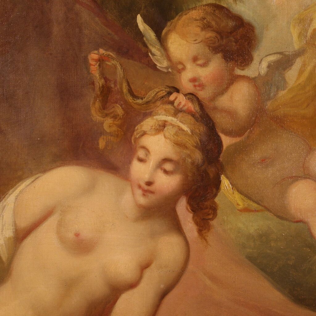 Mythological painting from 19th century, the bath of Venus