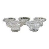 5 vintage Reims glass candle holders