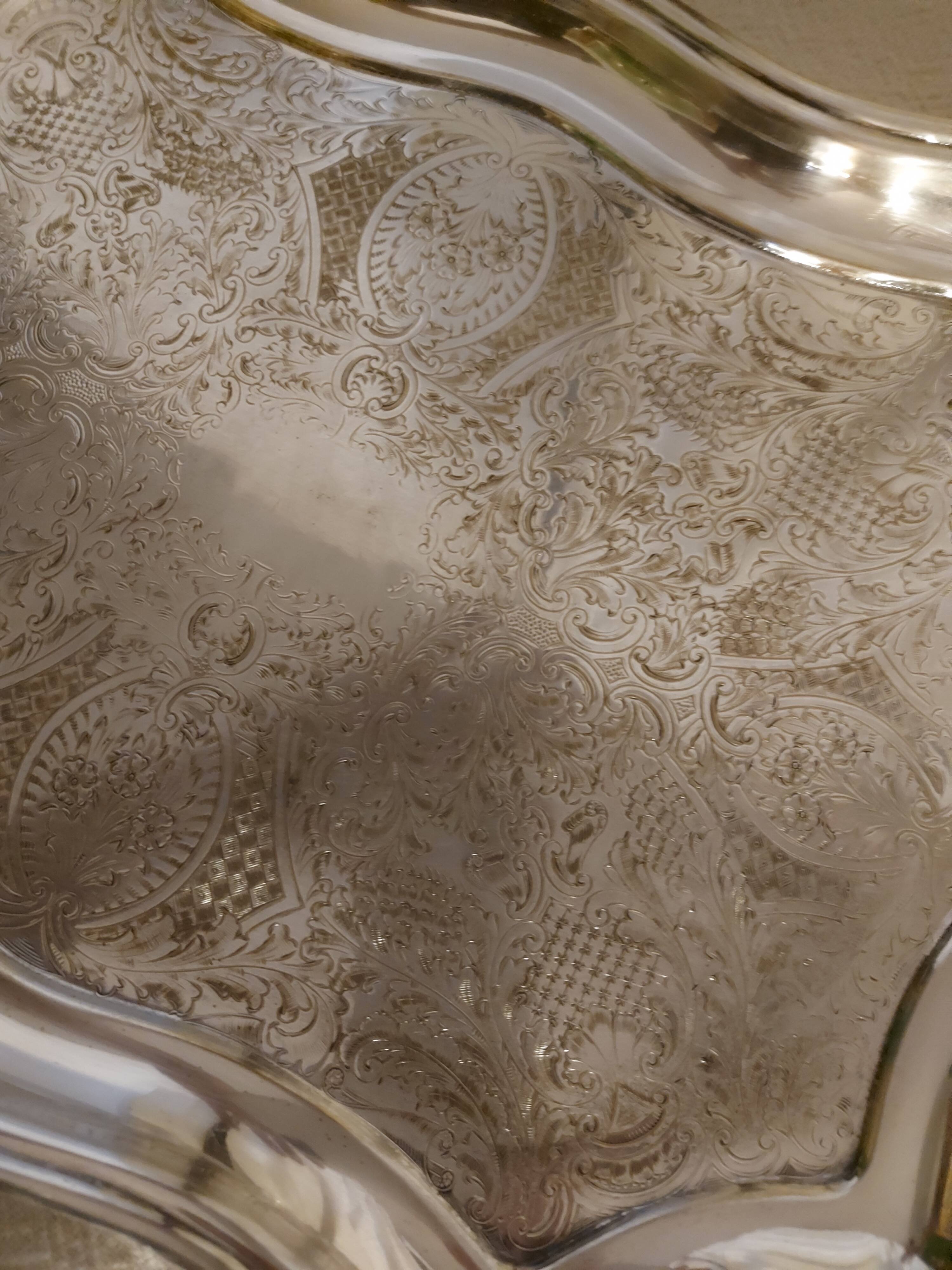 Large english silver metal tray
