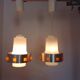 Pair of 1970s Space Age glass and aluminum lamps