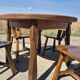 Brutalist set solid oak round dining table 4 chairs Depuydt Belgium