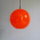 Vintage orange opaline glass pendant light (4 available), 1970s