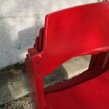 Set of 4 red beech chairs by Rainer Schell 1960