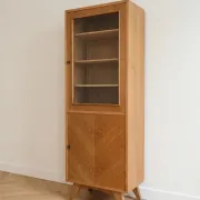 Vintage display cabinet from the 1960s in wood.