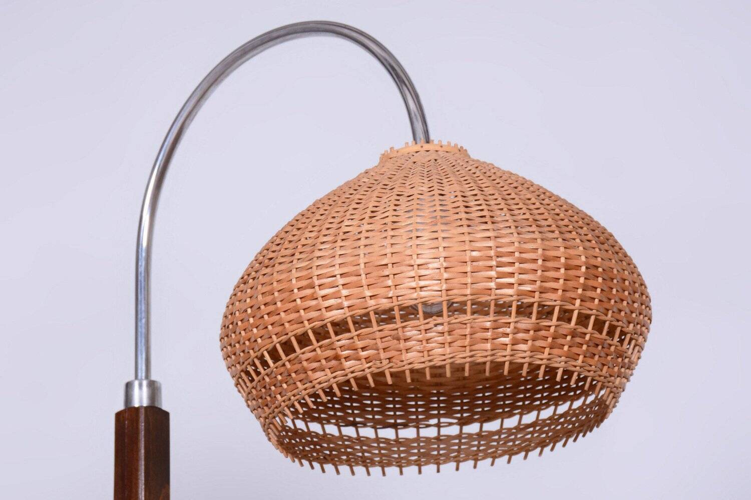 Art Deco Walnut Floor Lamp attributed to J. Halabala for Up Závody, 1930s