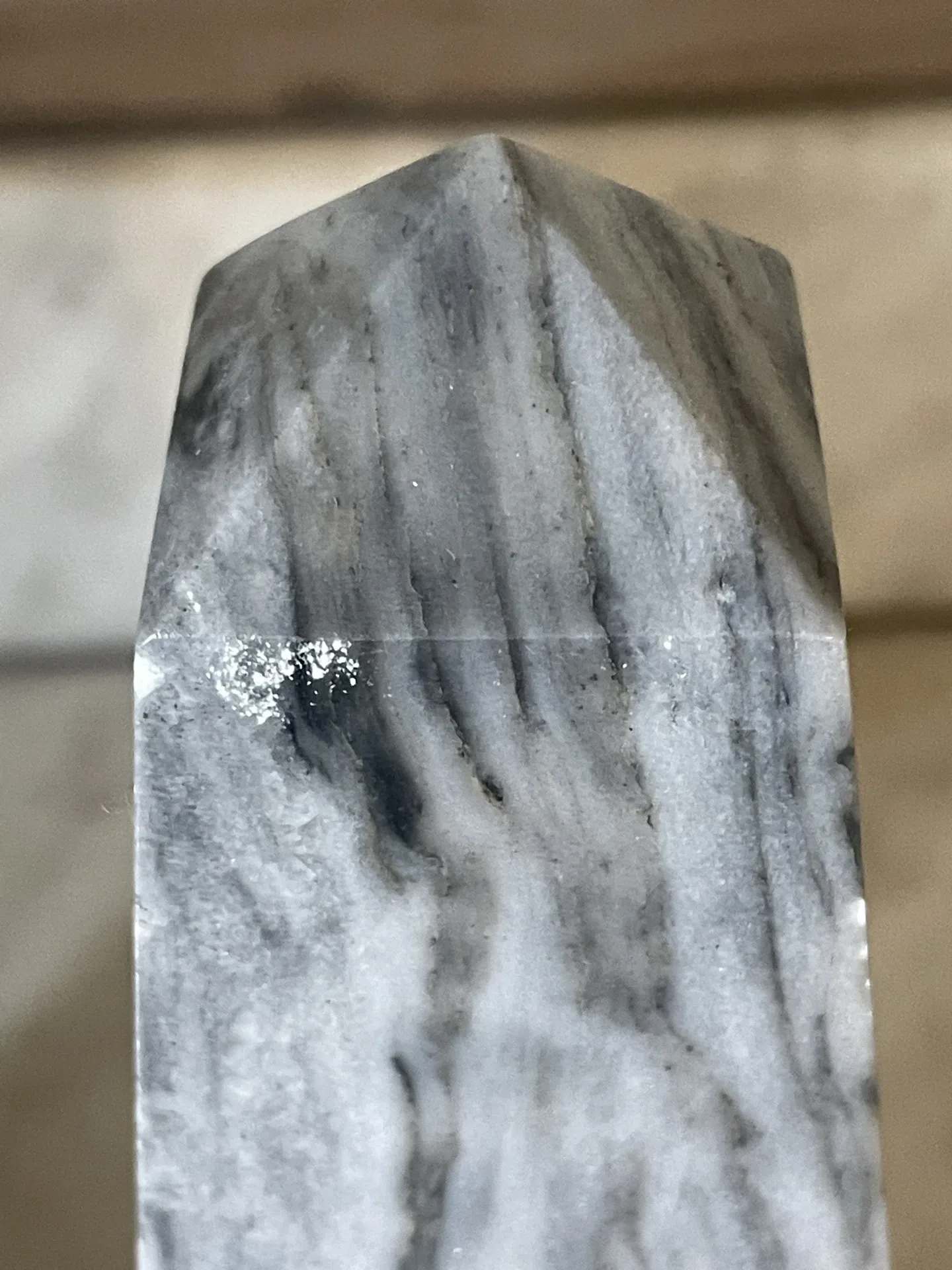 pair of obelisk bookends in grey/brown marble Art Deco style