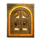 Mirror opening Berber metal, wood, bone and leather, circa 1980