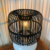 Opaline and rattan laying lamp