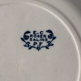 Lot of 8 flat plates and 8 hollow plates in ancient blue salins earthenware