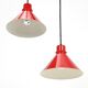 Set of 2 Nordisk Solar Compagni “Super Space” pendant lights, red, small version, Danish modern design, 1970s