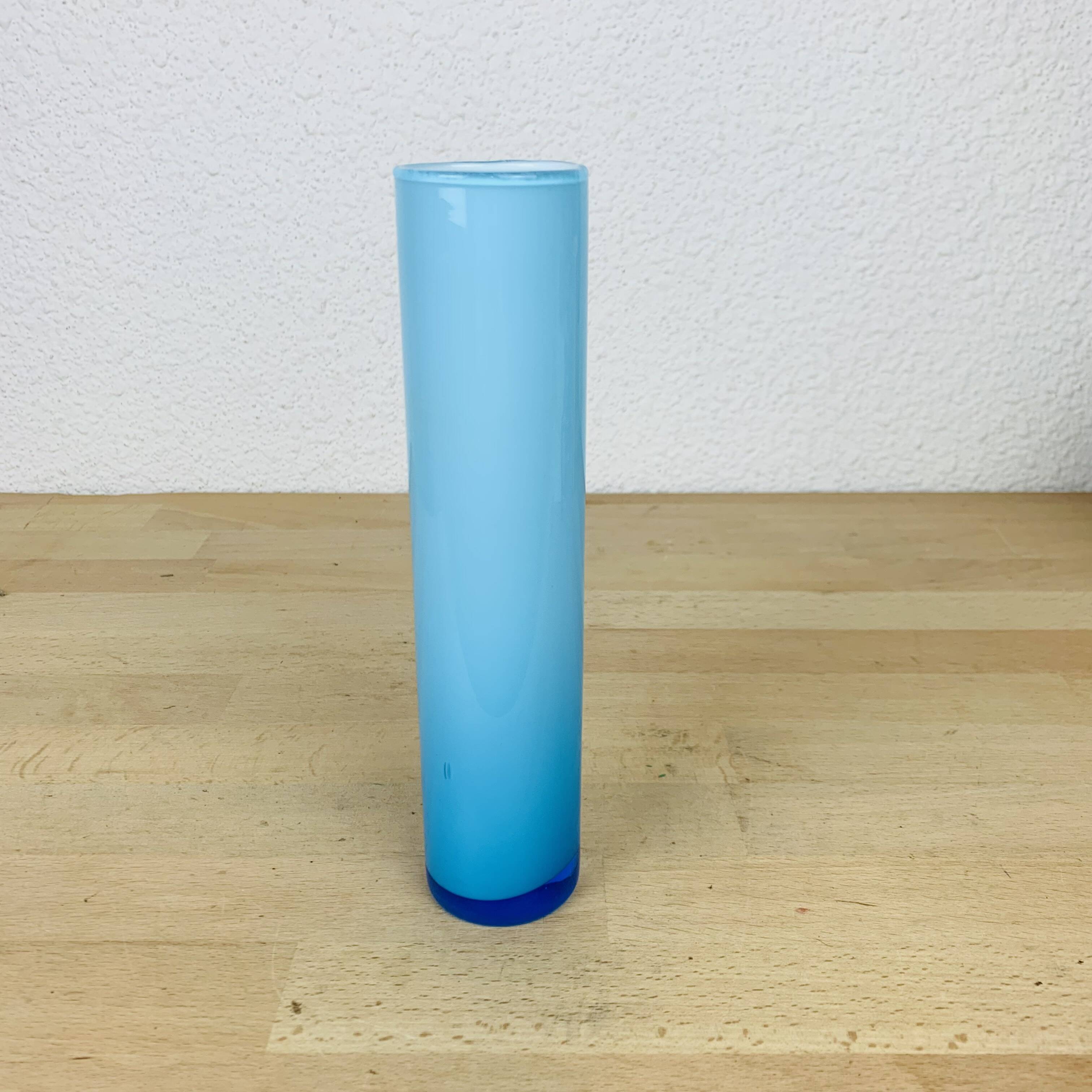 Scandinavian scroll vase blue glass