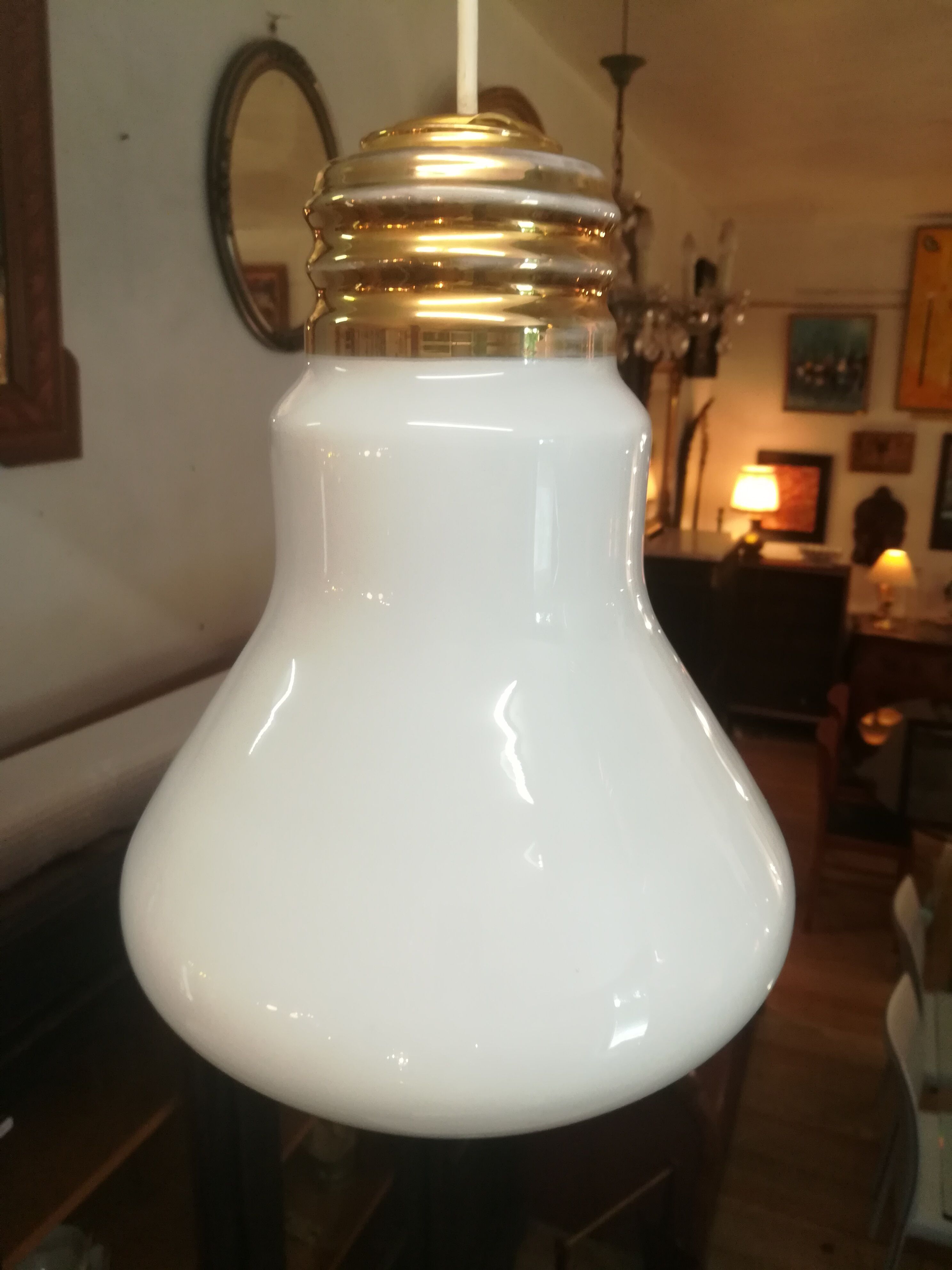 Pair of giant opaline bulb suspensions