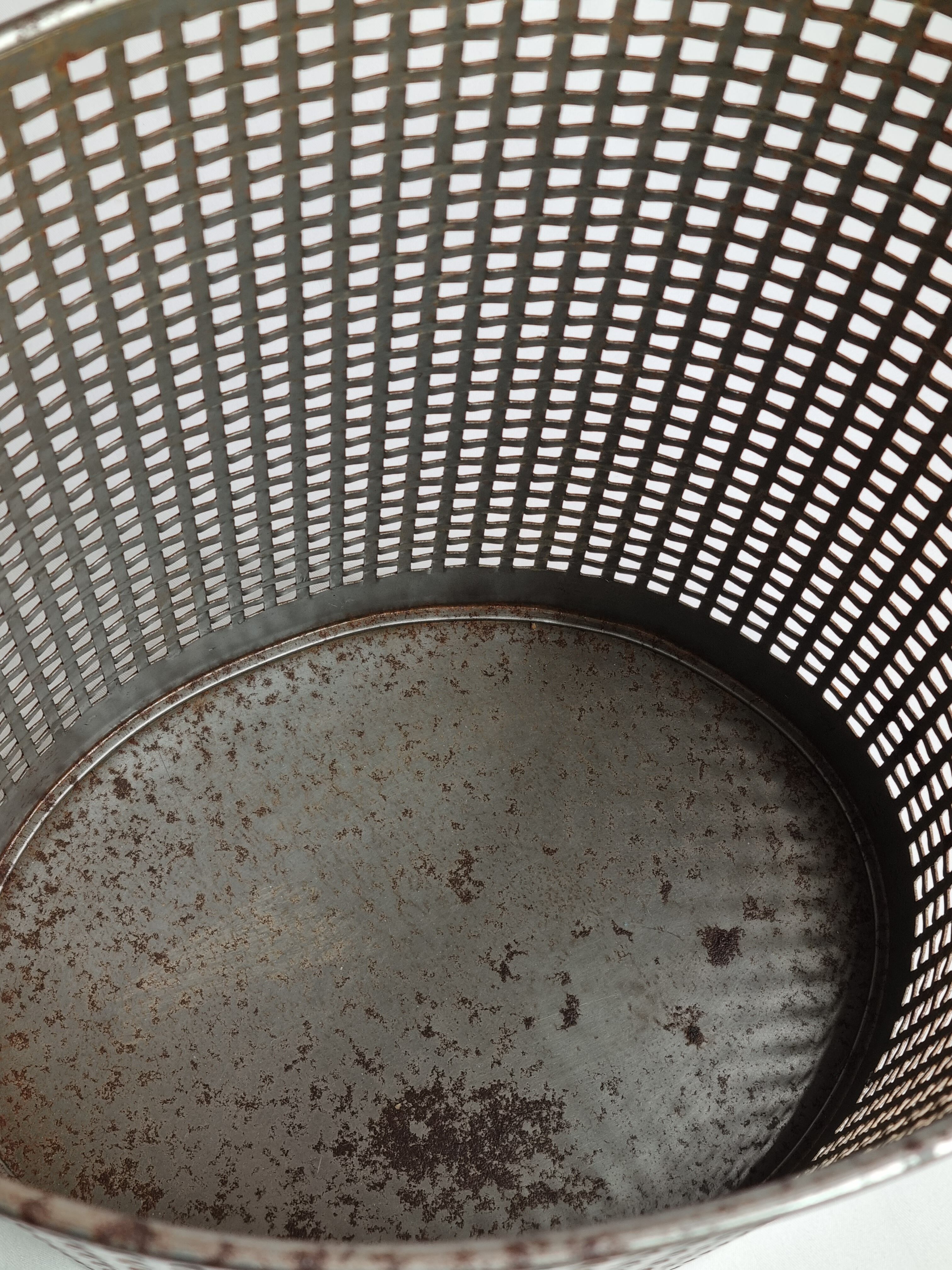 Industrial style metal wastebasket, 50s