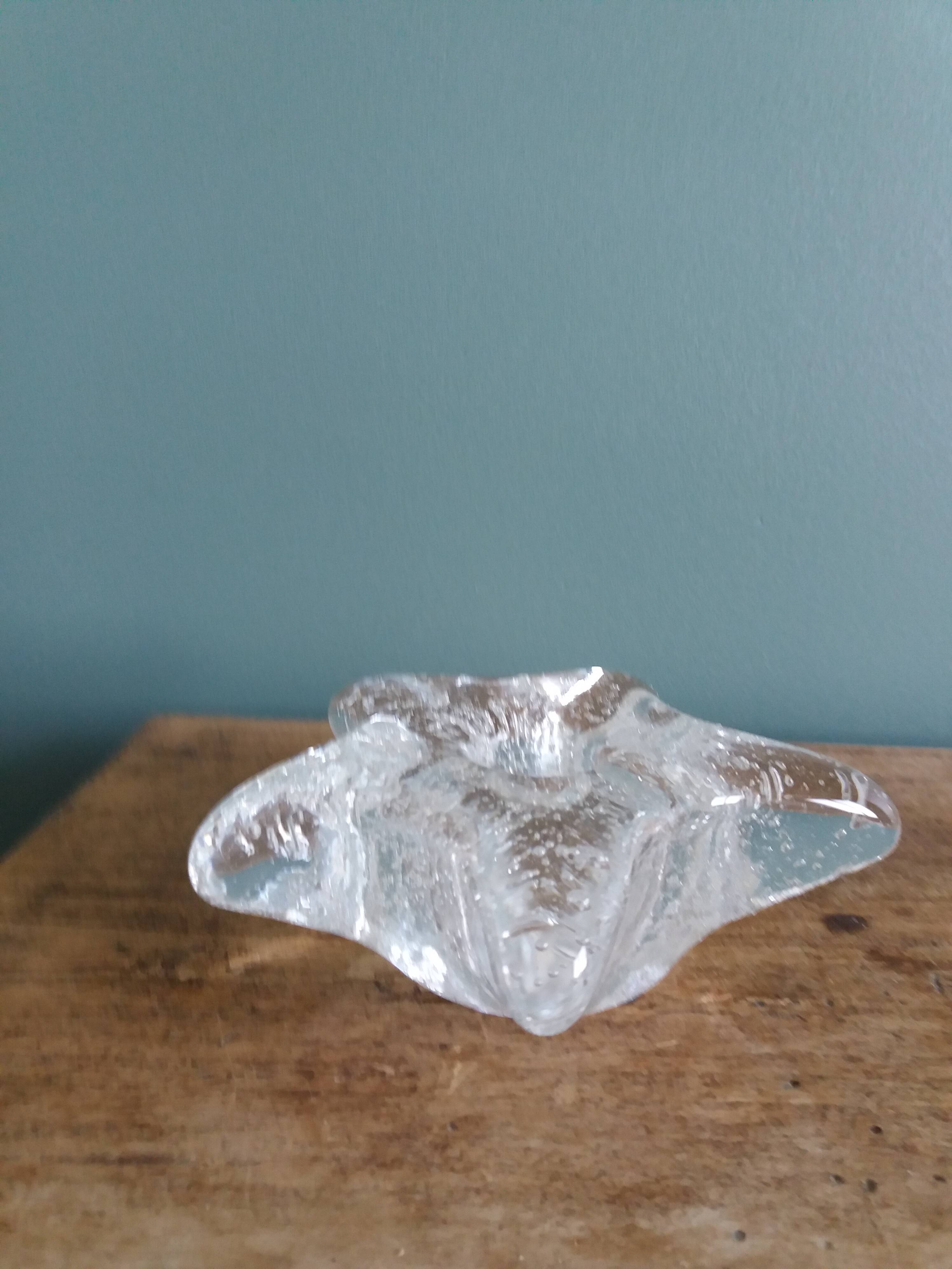 Star candle holder in glass or bubbled crystal, Biot style