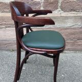 Pair of vintage 80s curved wood restaurant armchairs