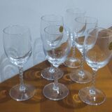 Very Beautiful Box of 6 Fleury Port or Aperitif Glasses in Arques Crystal