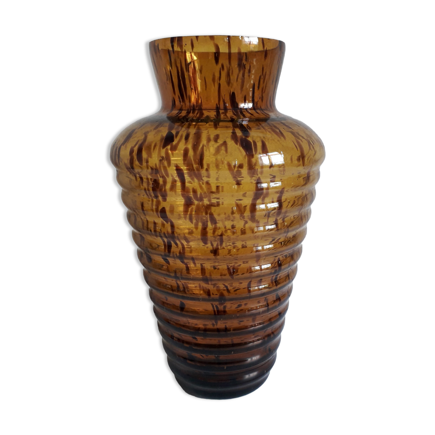 Vintage amber glass vase
