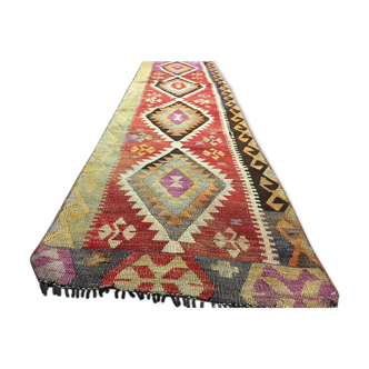 Old Turkish narrow Kilim Runner 303x60 cm