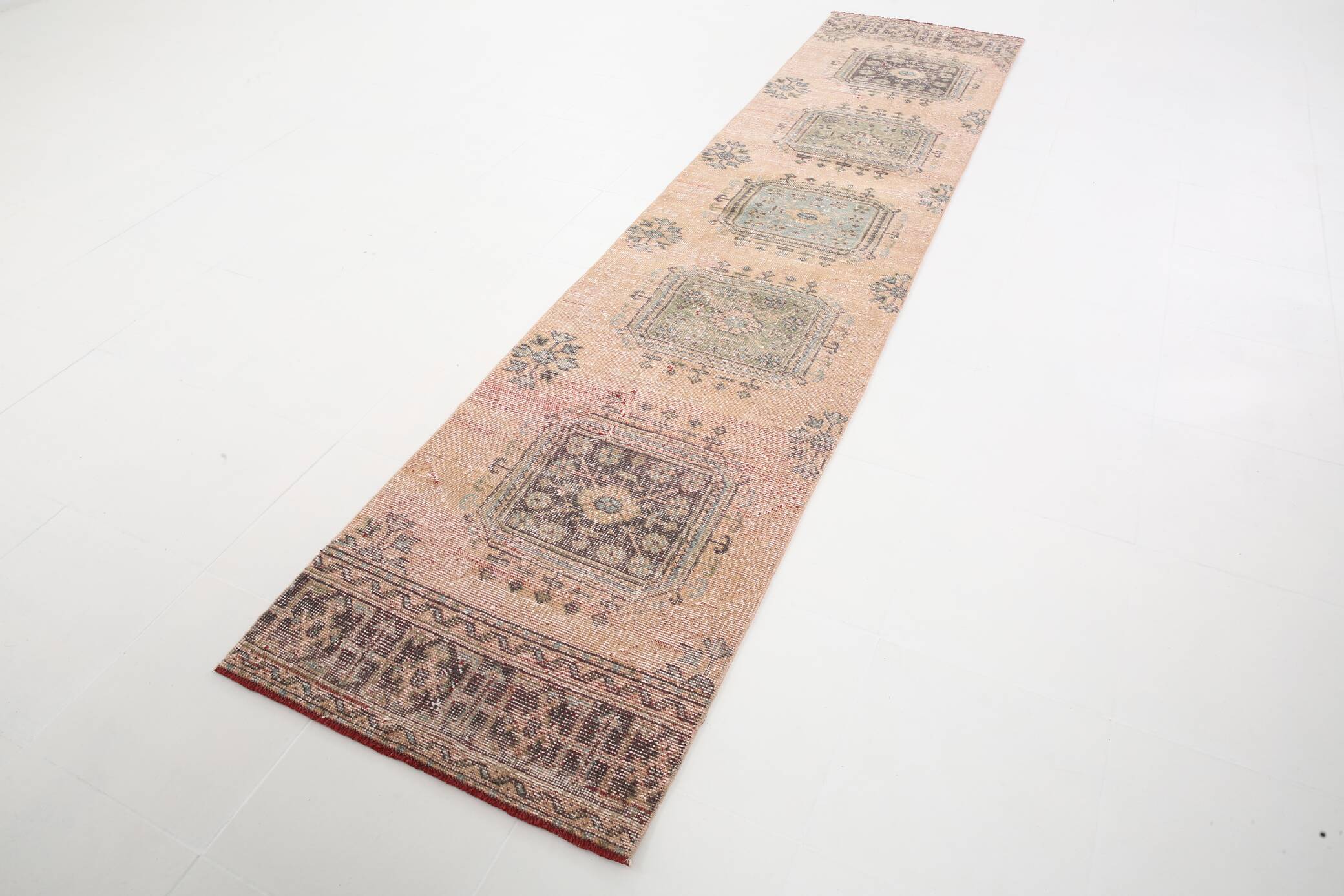 3X12 Soft Wool Orange Turkish Vintage Runner Rug