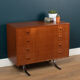 Retro teak 1960s danish chest of drawers on metal legs