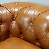 Canapé Chesterfield capitonné, en cuir – fin XIXe