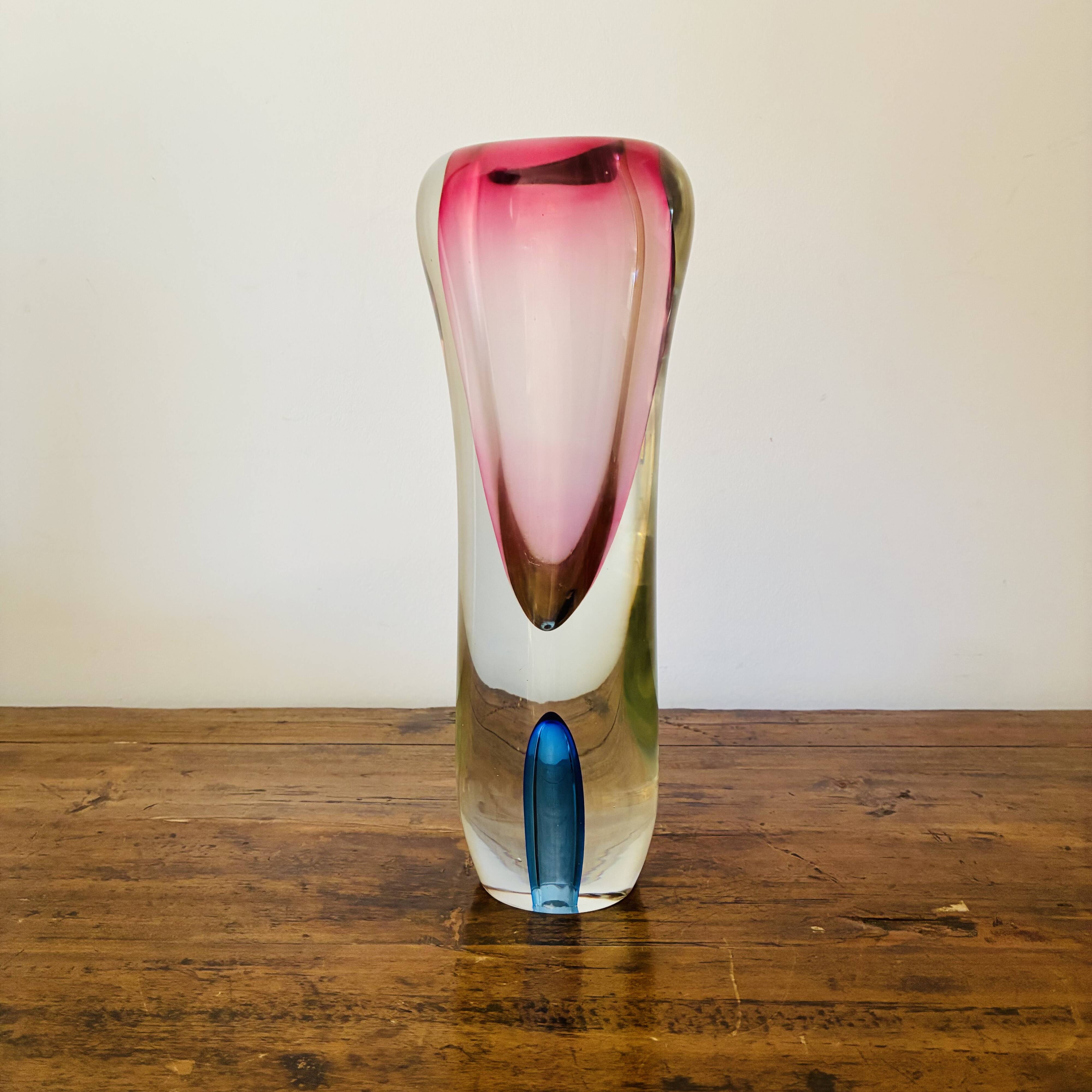 Vase en verre sommerso de Murano, années 1960, dans le style de Flavio Poli